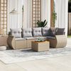 vidaXL 6 Piece Garden Sofa Set with Cushions Beige Poly Rattan