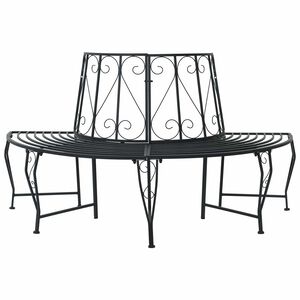 vidaXL Tree Bench 4 -Seater 160 x 80 x 89 cm steel Black Half-round