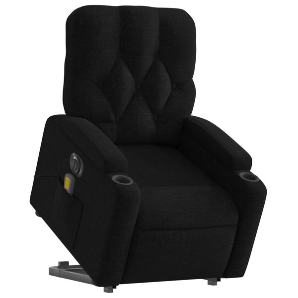 vidaXL Electric Stand up Massage Recliner Chair Black Fabric