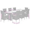 vidaXL 11 Piece Garden Dining Set with Cushions Grey Poly Rattan