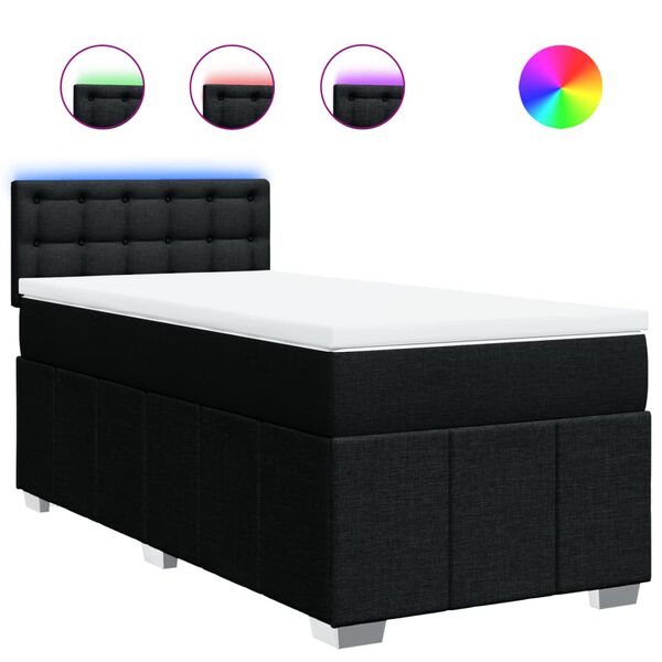 vidaXL Box Spring Bed with Mattress Black King Single Fabric