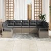 vidaXL Garden Sofa Set with Cushion 7 pcs Grey Poly Rattan