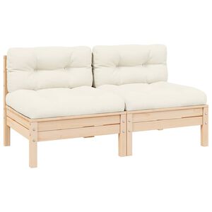 vidaXL 2-Seater Garden Sofa with Cream Cushions Solid Wood Pine