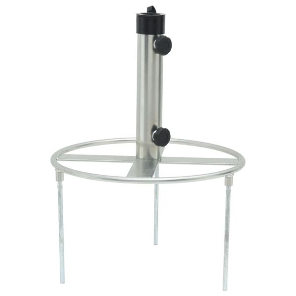 vidaXL Parasol Base with Ground Spikes for Ø38/48 mm Silver Steel