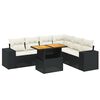 vidaXL 7 Piece Garden Sofa Set with Cushions Black Poly Rattan