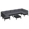 vidaXL 8 Piece Garden Lounge Set with Cushions Black Solid Pinewood