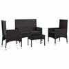 vidaXL 4 Piece Garden Lounge Set with Cushions Black Poly Rattan
