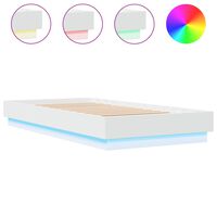 vidaXL Bed Frame with LED Lights White 90x190 cm Single