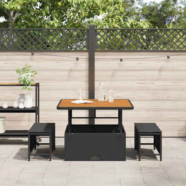 vidaXL Garden Dining Set Black Poly rattan