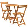 vidaXL Garden Bistro Set with Cushion 3 pcs Brown Solid acacia wood