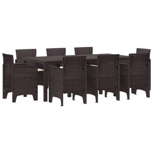 vidaXL Garden Dining Set 9 pcs Brown Polypropylene