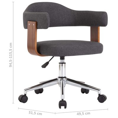 vidaXL Swivel Dining Chairs 6 pcs Grey Bent Wood and Fabric