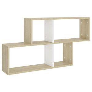 vidaXL Wall Shelf White and Sonoma Oak 100x18x53 cm Engineered Wood
