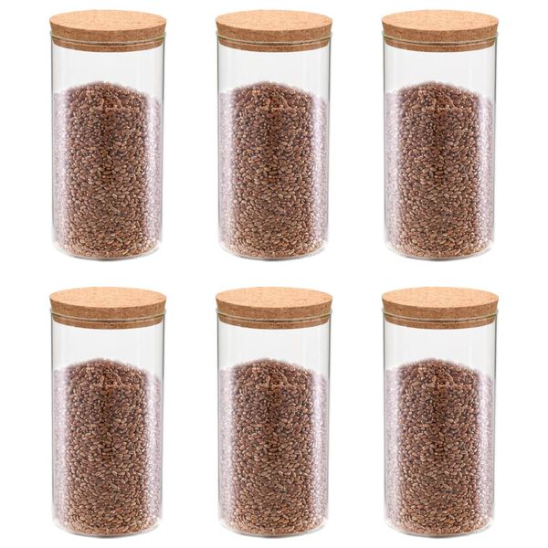 vidaXL Storage Glass Jars with Cork Lid 6 pcs 1400 ml