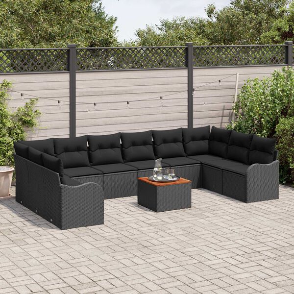 vidaXL Garden Sofa Set 11 pcs Black