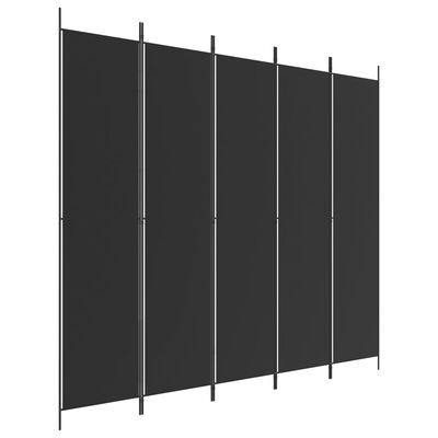 vidaXL 5-Panel Room Divider Black 250x220 cm Fabric
