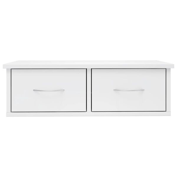 vidaXL Wall-mounted Drawer Shelf High Gloss White 60x26x18.5 cm Engineered Wood
