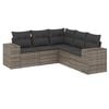 vidaXL 5 Piece Garden Sofa Set with Cushions Grey Poly Rattan