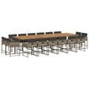 vidaXL 17 Piece Garden Dining Set with Cushions Grey Poly Rattan