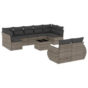vidaXL 10 Piece Garden Sofa Set with Cushions Grey Poly Rattan