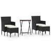 vidaXL 5 Piece Garden Bistro Set Poly Rattan & Solid Acacia Wood Black