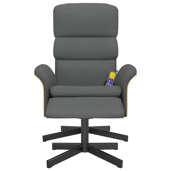vidaXL Massage Recliner Chair with Footstool Dark Grey Fabric