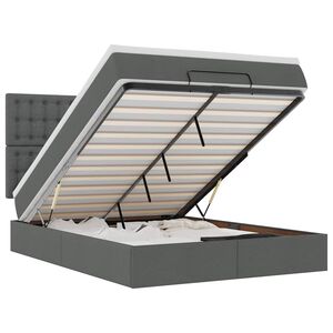 vidaXL Ottoman Bed with Mattress & LEDs Dark Grey Queen Fabric