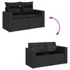 vidaXL 10 Piece Garden Sofa Set with Cushions Black Poly Rattan