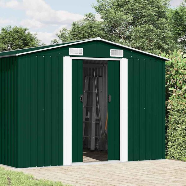 vidaXL Garden Shed 257x489x181 cm Metal Green