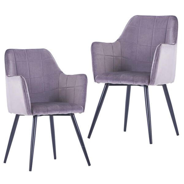 vidaXL Dining Chairs 2 pcs Grey Velvet