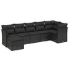 vidaXL 7 Piece Garden Sofa Set with Cushions Black Poly Rattan