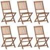 vidaXL Folding Garden Chairs 6 pcs with Cushions Solid Acacia Wood