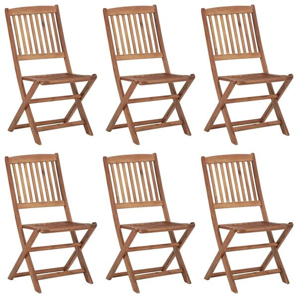 vidaXL Folding Garden Chairs 6 pcs with Cushions Solid Acacia Wood