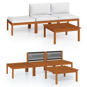 vidaXL 4 Piece Garden Lounge Set with Cushions Cream 63x63 cm