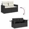 vidaXL 4 Piece Garden Sofa Set with Cushions Black Poly Rattan