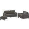 vidaXL 3 Piece Sofa Set with Throw Pillows&Cushions Dark Grey Velvet