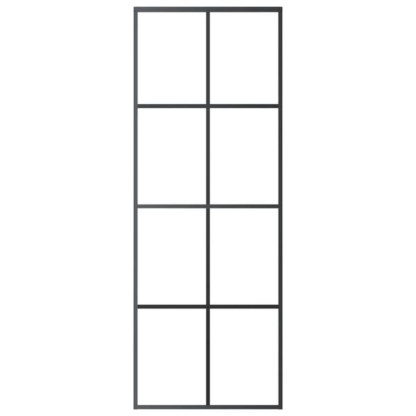 vidaXL Sliding Door Aluminium and ESG Glass 76x205 cm Black
