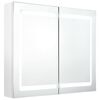 vidaXL Bathroom Cabinet | Shiny White | MDF with Melamine Finish, Glass