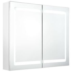 vidaXL Bathroom Cabinet | Shiny White | MDF with Melamine Finish, Glass