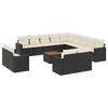 vidaXL 14 Piece Garden Sofa Set with Cushions Black Poly Rattan
