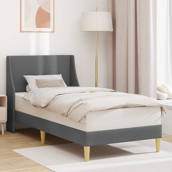 vidaXL Bed Frame with Headboard Dark Grey 90 x 190 cm Velvet