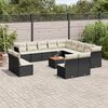 vidaXL 14 Piece Garden Sofa Set with Cushions Black Poly Rattan