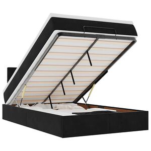 vidaXL Ottoman Bed with Mattress & LEDs Black King Single Velvet