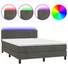 vidaXL Box Spring Bed with Mattress&LED Dark Grey 137x187 cm Double Size Velvet