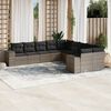 vidaXL 10 Piece Garden Sofa Set with Cushions Grey Poly Rattan