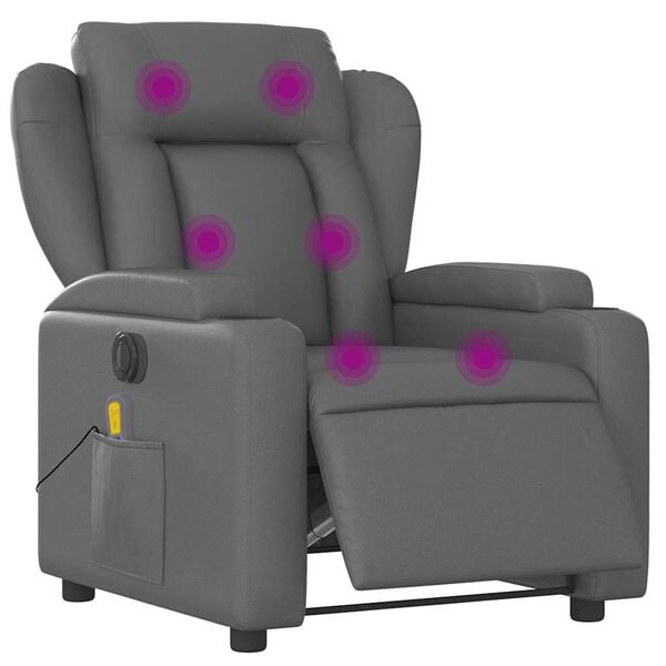 vidaXL Electric Massage Recliner Chair Grey Faux Leather