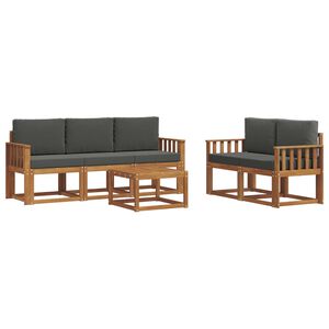 vidaXL Outdoor Sofa Set 6 pcs Natural and Anthracite