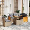 vidaXL 6 Piece Garden Sofa Set with Cushions Beige Poly Rattan