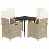 vidaXL 5 Piece Garden Dining Set with Cushions Beige Poly Rattan