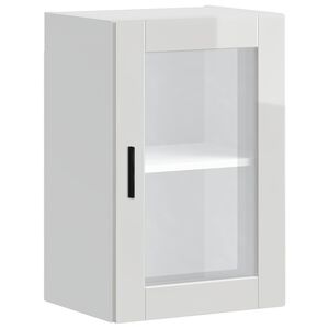 vidaXL Kitchen Wall Cabinet with Glass Door "Porto" High Gloss White